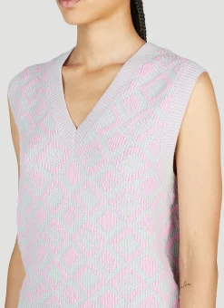 Diamond Jacquard Sleeveless Sweater