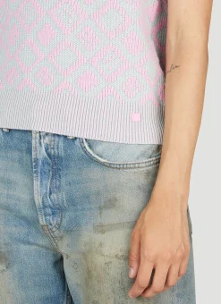 Diamond Jacquard Sleeveless Sweater
