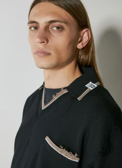 Distressed Knit Polo Shirt