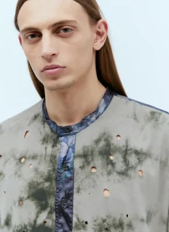 Distressed Panel-Construction T-Shirt