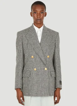 Double Breasted Houndstooth Blazer