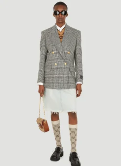 Double Breasted Houndstooth Blazer