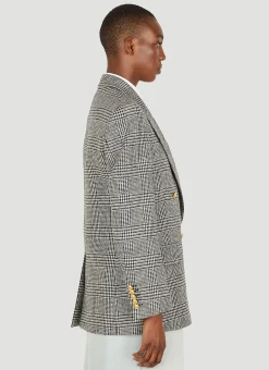 Double Breasted Houndstooth Blazer