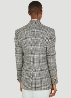Double Breasted Houndstooth Blazer
