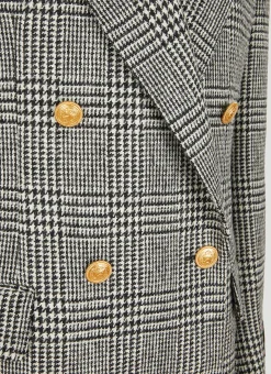 Double Breasted Houndstooth Blazer