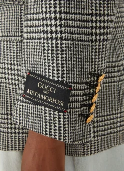 Double Breasted Houndstooth Blazer