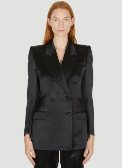 Double Breasted Satin Suit Blazer