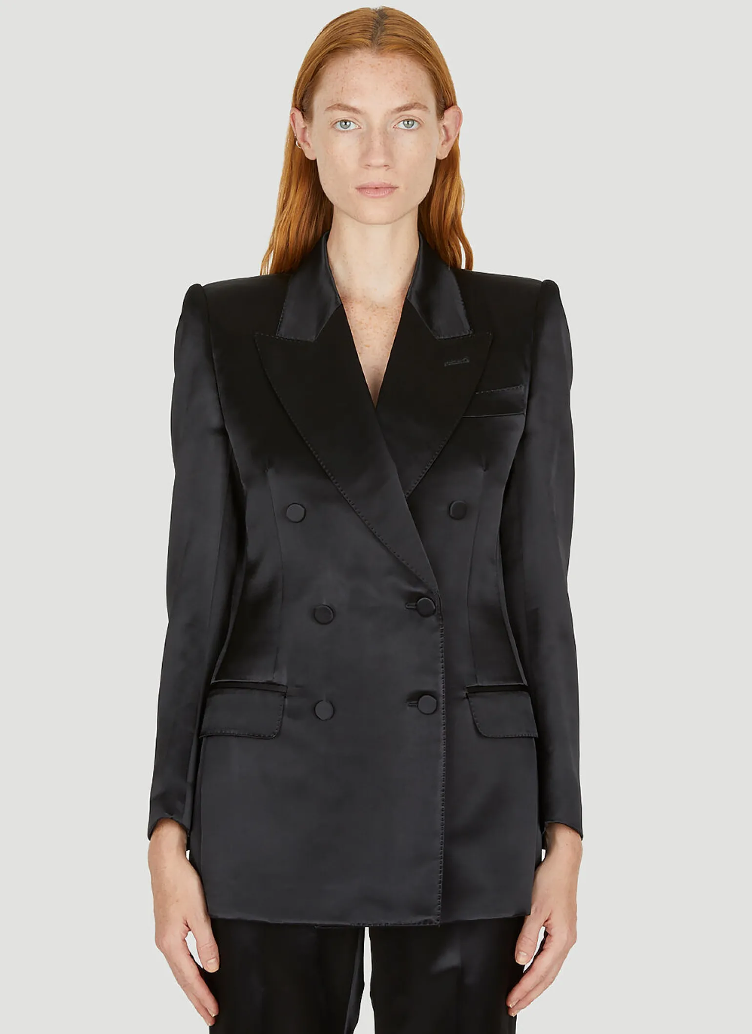 Double Breasted Satin Suit Blazer