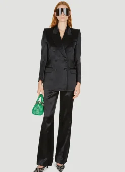 Double Breasted Satin Suit Blazer