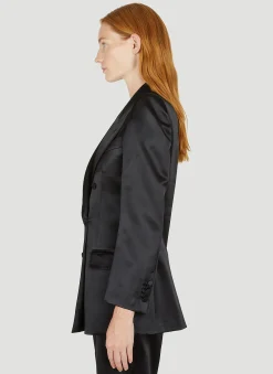 Double Breasted Satin Suit Blazer