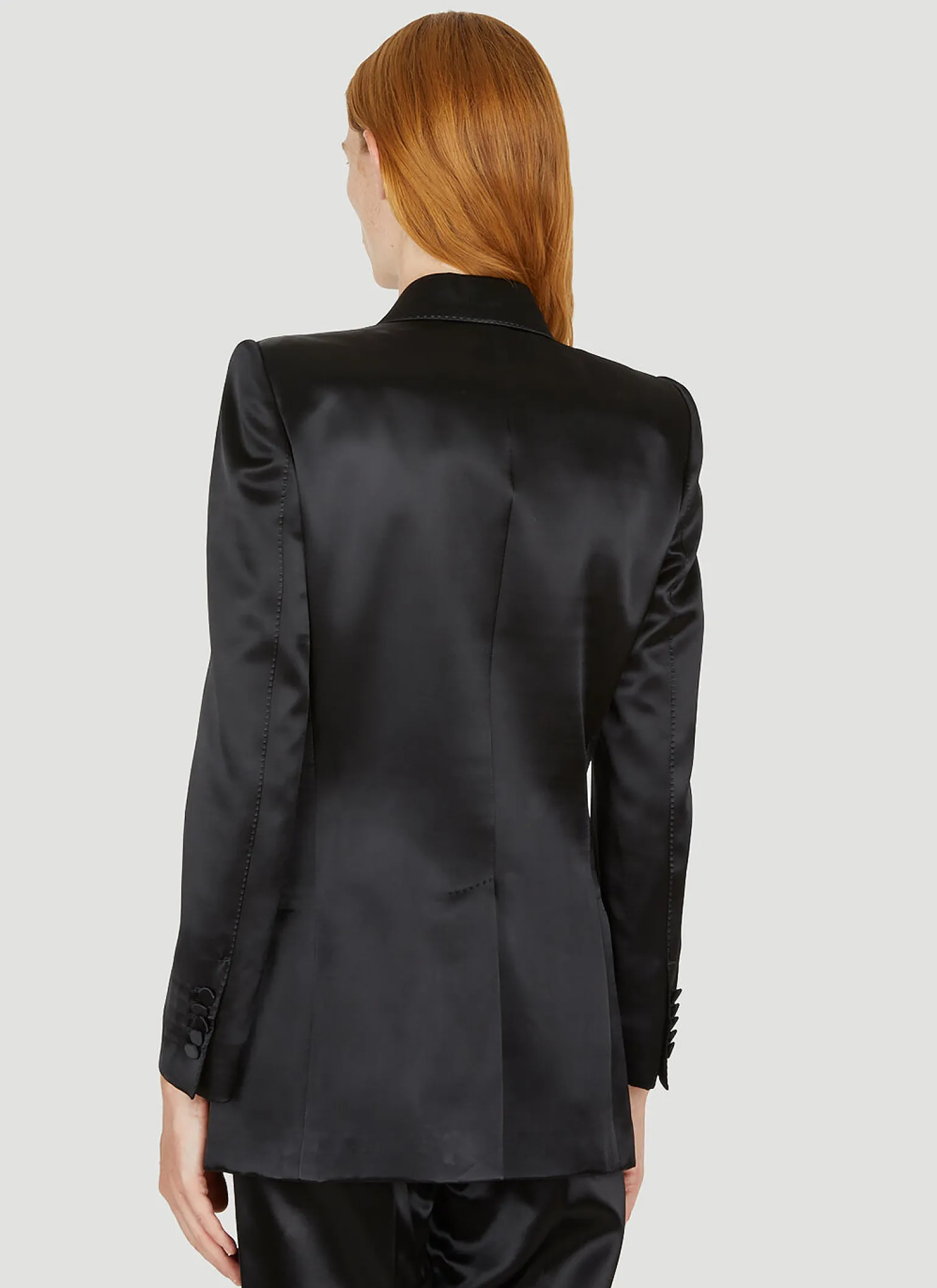 Double Breasted Satin Suit Blazer
