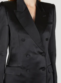 Double Breasted Satin Suit Blazer