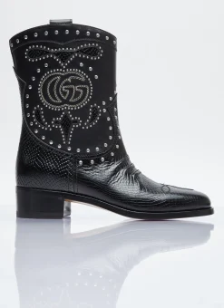 Double G Studded Leather Boots