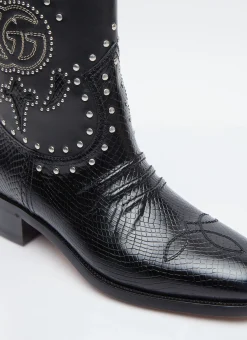 Double G Studded Leather Boots