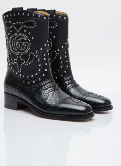 Double G Studded Leather Boots