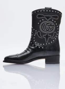 Double G Studded Leather Boots