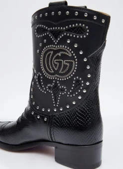 Double G Studded Leather Boots