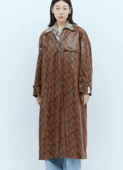 Double Layer Faux Snakeskin Embossed Coat