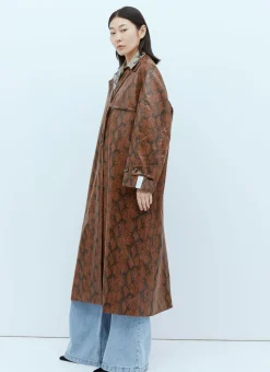 Double Layer Faux Snakeskin Embossed Coat