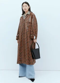 Double Layer Faux Snakeskin Embossed Coat
