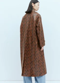 Double Layer Faux Snakeskin Embossed Coat