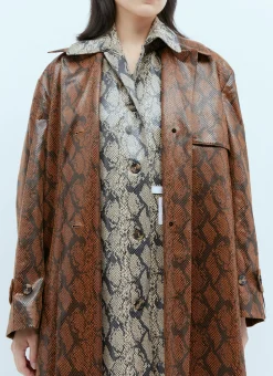 Double Layer Faux Snakeskin Embossed Coat