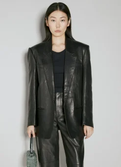 Drapey Oversized Leather Blazer