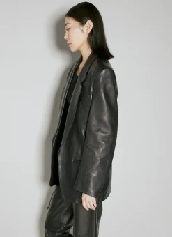 Drapey Oversized Leather Blazer