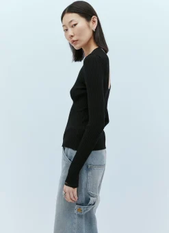 Elastic Wrists Rib Knit Sweater
