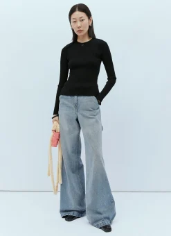 Elastic Wrists Rib Knit Sweater