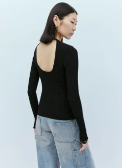 Elastic Wrists Rib Knit Sweater
