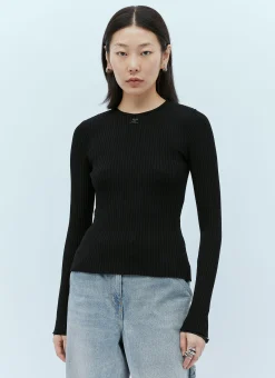 Elastic Wrists Rib Knit Sweater