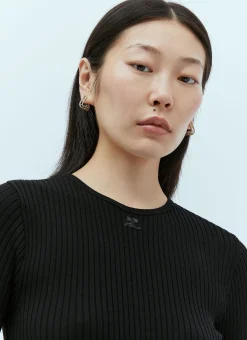 Elastic Wrists Rib Knit Sweater
