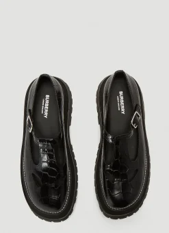 Embossed Leather Mary Jane Shoes