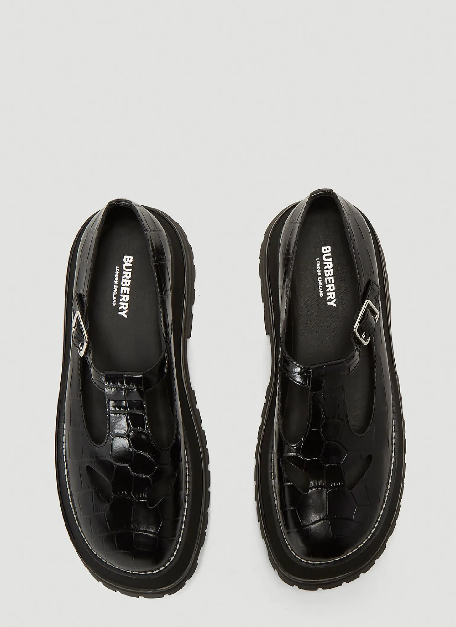Embossed Leather Mary Jane Shoes