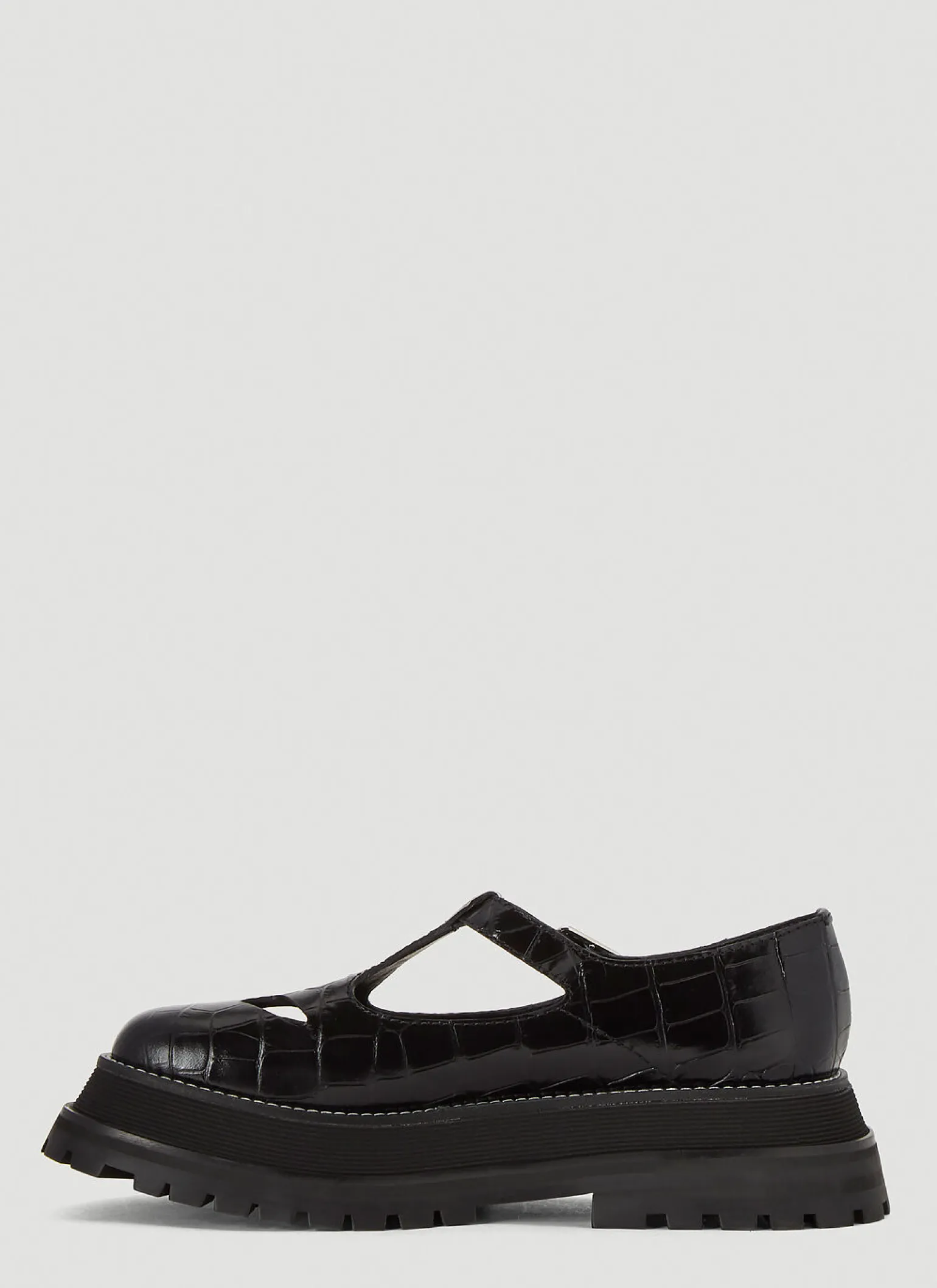 Embossed Leather Mary Jane Shoes
