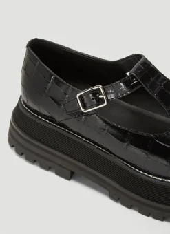 Embossed Leather Mary Jane Shoes