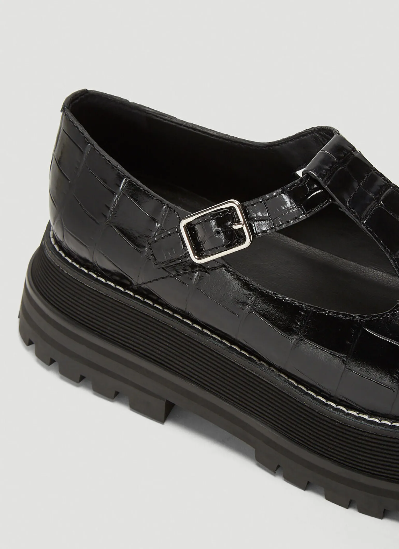 Embossed Leather Mary Jane Shoes