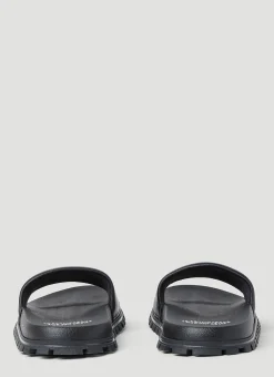 Embossed Logo Leather Slides