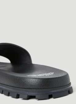 Embossed Logo Leather Slides