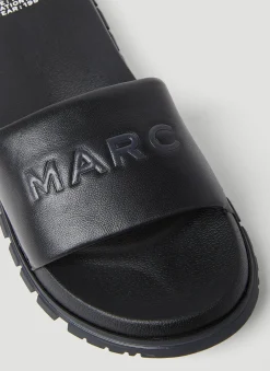 Embossed Logo Leather Slides