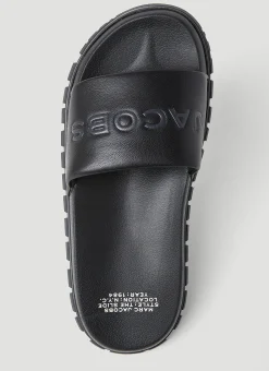 Embossed Logo Leather Slides