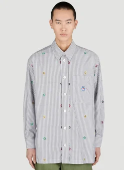 Embroidered Oversized Striped Shirt