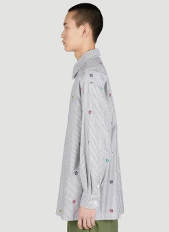 Embroidered Oversized Striped Shirt