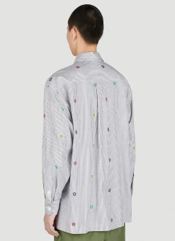 Embroidered Oversized Striped Shirt