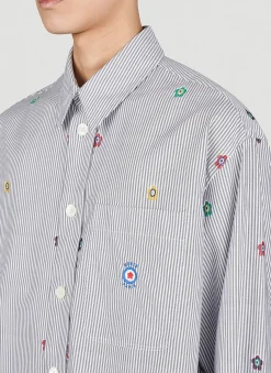 Embroidered Oversized Striped Shirt