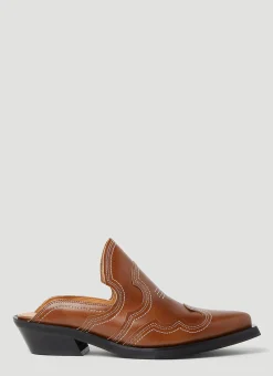 Embroidered Western Mules