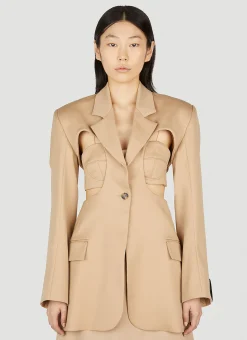 Exposed Bra Cut Out Blazer