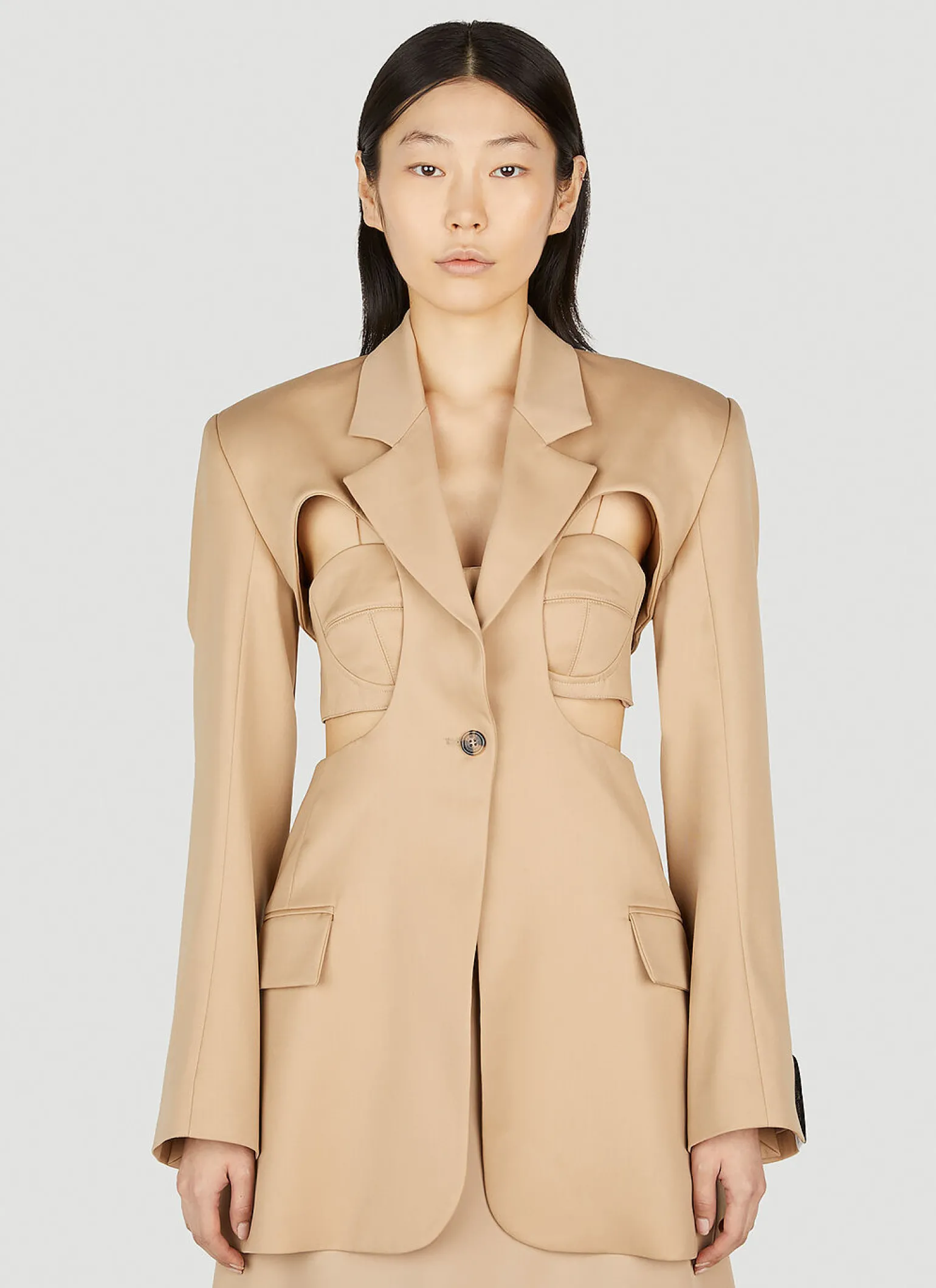 Exposed Bra Cut Out Blazer