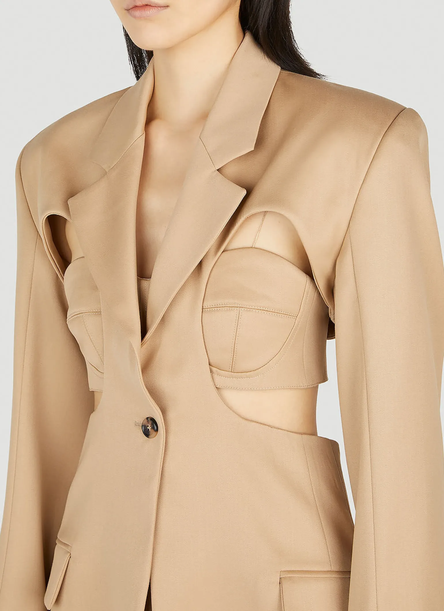 Exposed Bra Cut Out Blazer